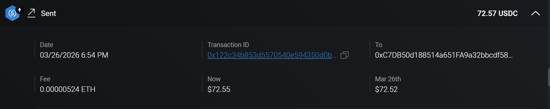 Crypto payout receipt