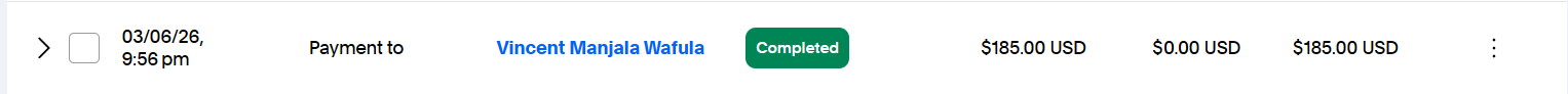 PayPal payout receipt