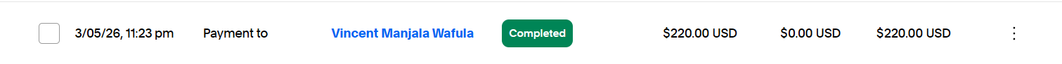 PayPal payout receipt