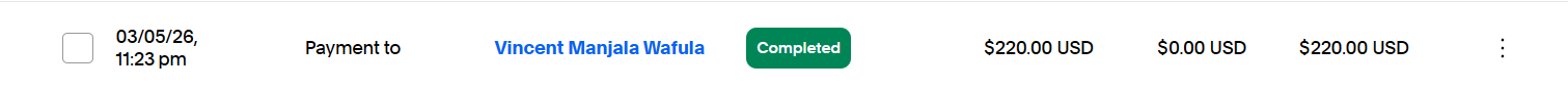 PayPal payout receipt